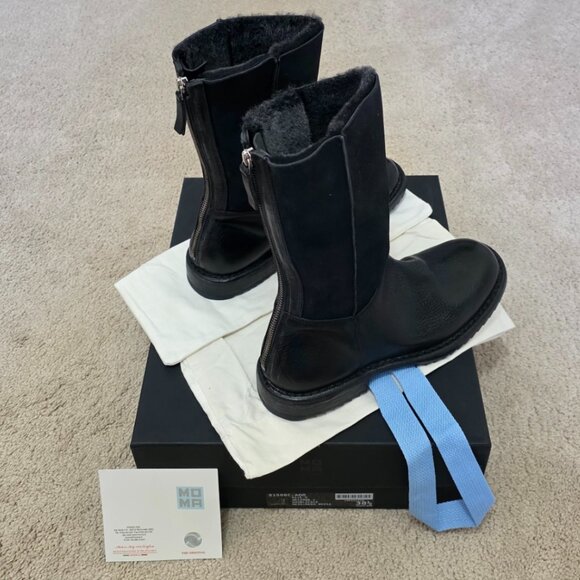 MOMA Italy Rick Nero Black Leather Ankle Boots Tronchetto EU 38.5 / US 8.5 - Picture 5 of 11